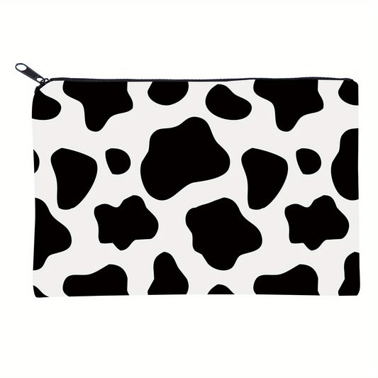 Cow Print Travel Makeup Bag for Women with Zipper