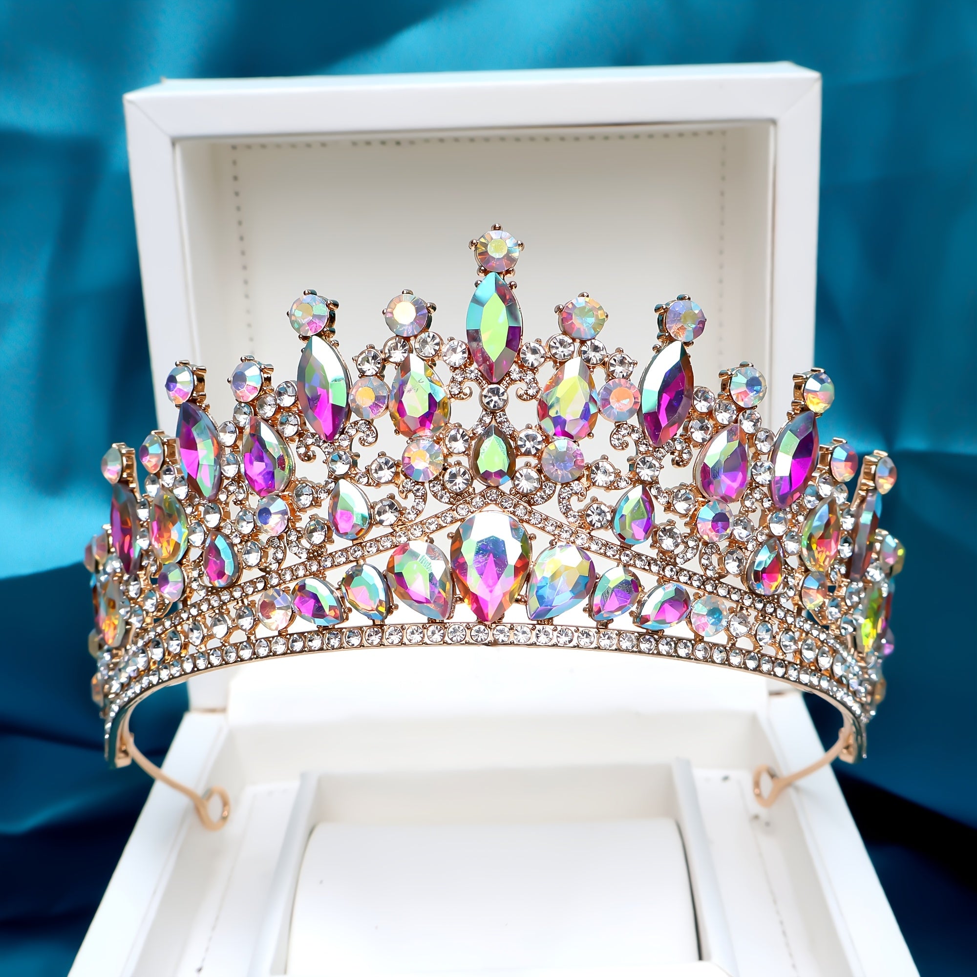 Boho Bridal Crown with Colorful Stones