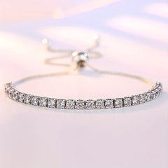 Telescopic Box Bracelet Silver Plated Zicron Inlaid Women's Accessories