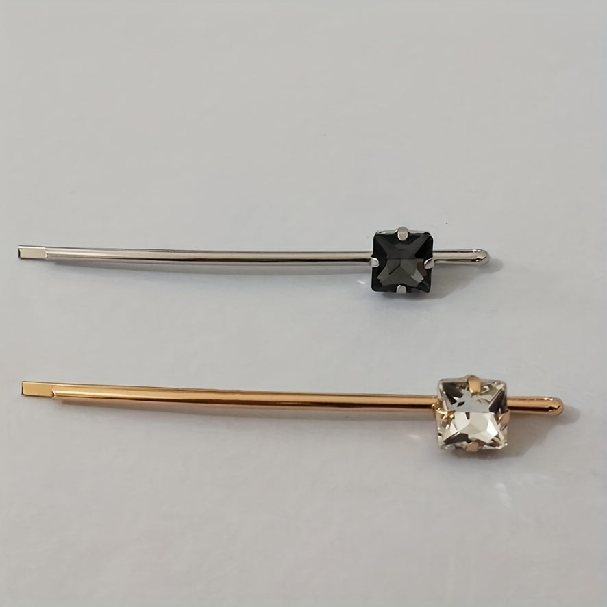 2pcs Crystal Heart Shape Bobby Pin Headwear Side Clip Hair Accessories