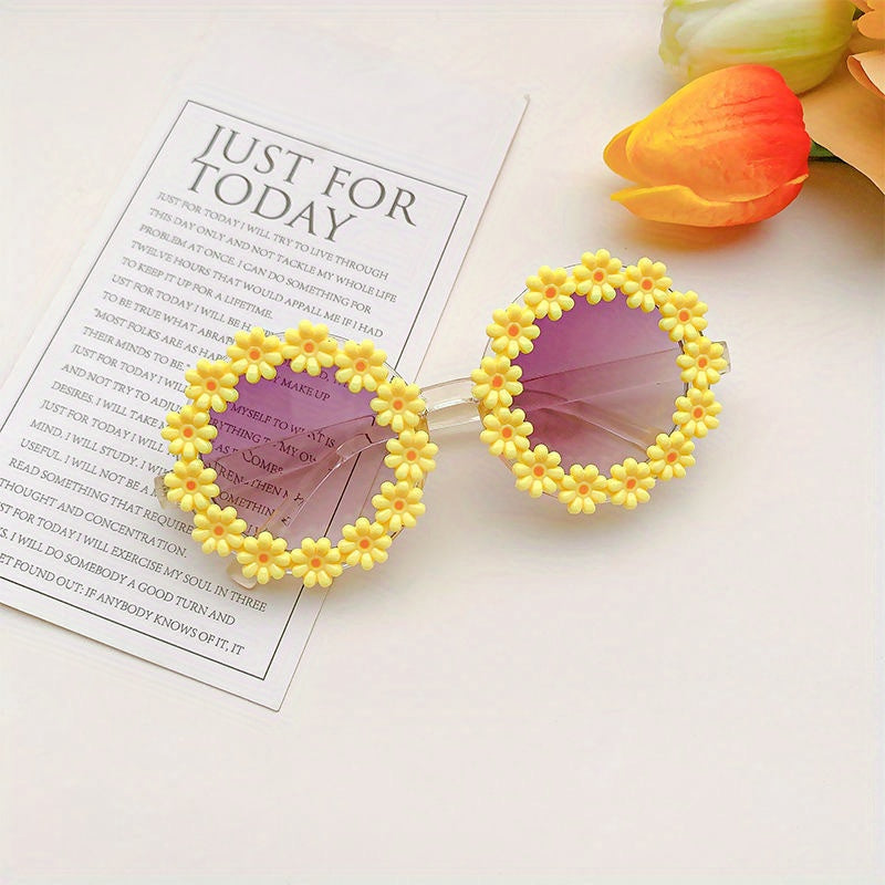 Girls Daisy Flower Frame Sunglasses Sun Protection Holiday Gift