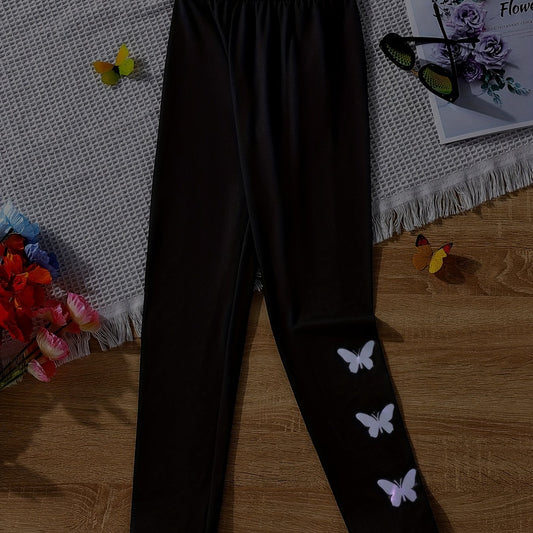 Butterfly Girls Casual Legging Pants High Waist For Dance Yoga Outfit