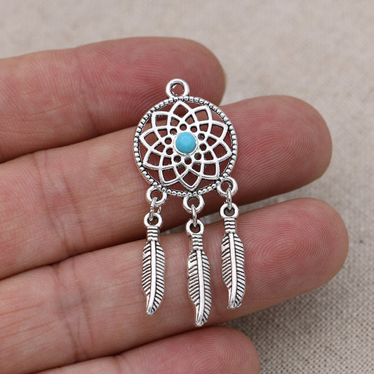 5pcs Tibetan Silver Dream Catcher Charms for Bracelet DIY Jewelry Making