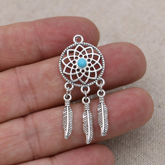5pcs Tibetan Silver Dream Catcher Charms for Bracelet DIY Jewelry Making