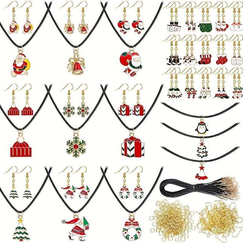 170 340pcs Christmas Jewelry Set for Making with Charms Hooks Ropes Rings