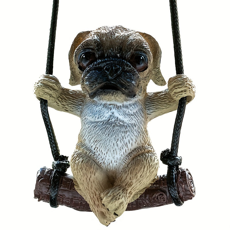 Anime Pug Gypsum Swinging Puppy Rearview Mirror Pendant