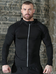 Xinso Men's 5pcs Fitness Set: Hooded Jacket, Compression Shirt