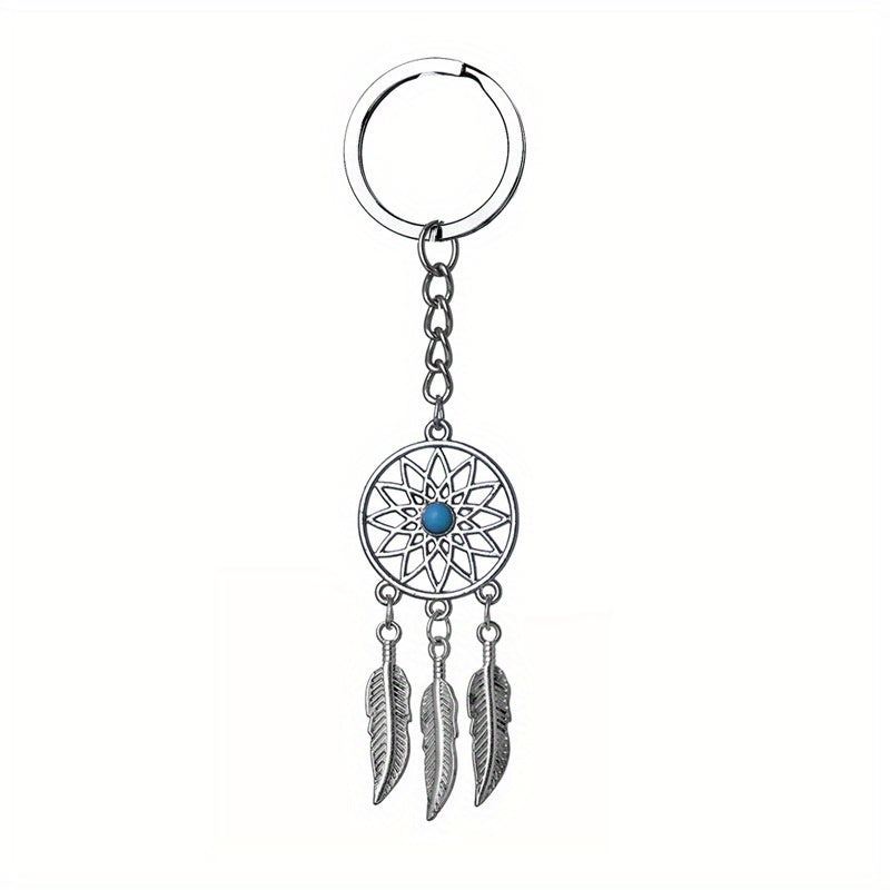 Alloy Dream Catcher Pine Feather Tassel Keychain Bag Pendant for Men