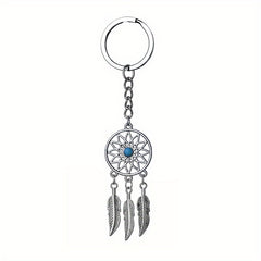 Alloy Dream Catcher Pine Feather Tassel Keychain Bag Pendant for Men