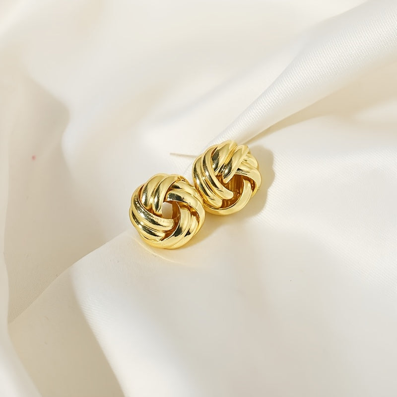 Twist Knotted Stud Earrings Alloy Jewelry for Women & Girls