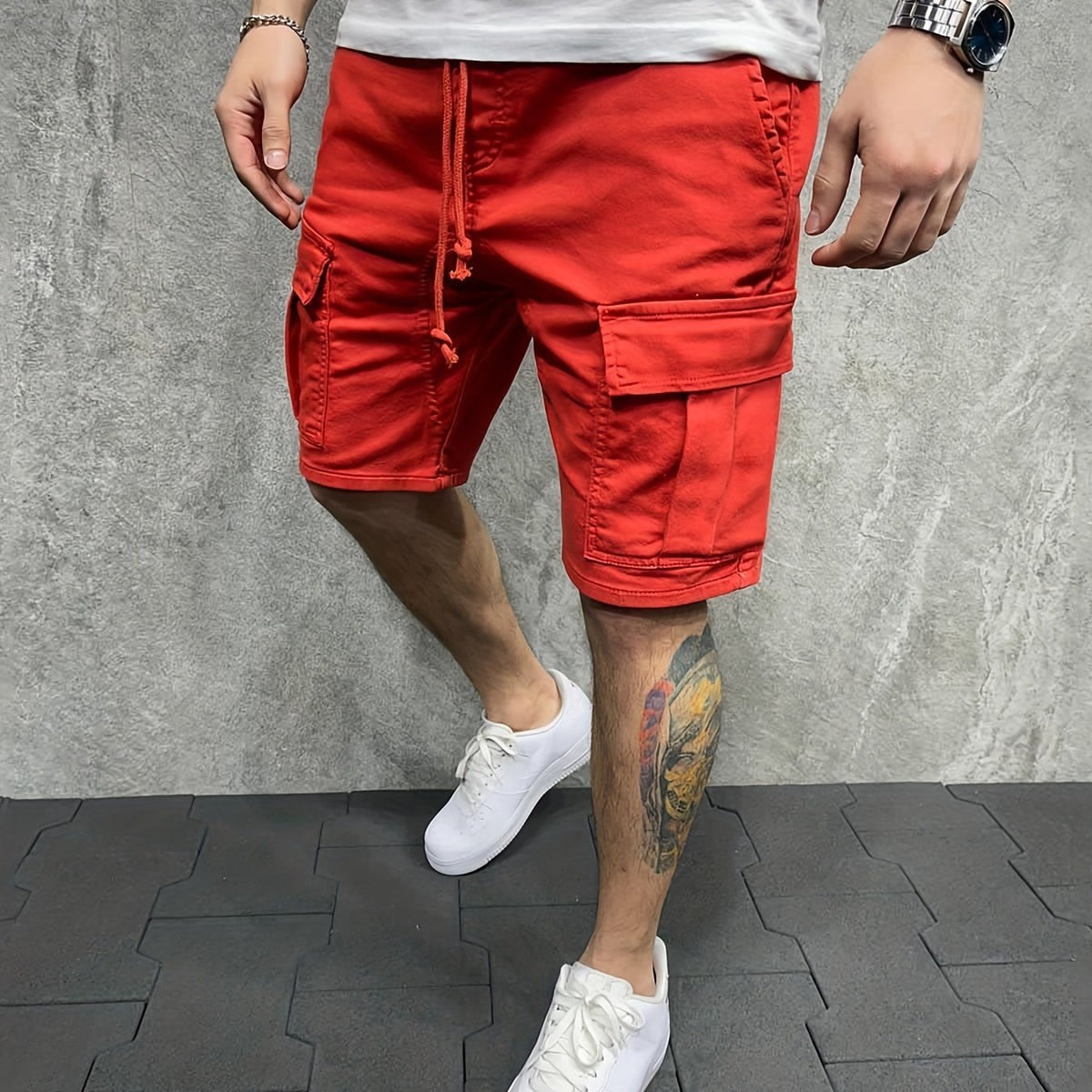 Men's Loose Fit Cotton Cargo Shorts with Pockets