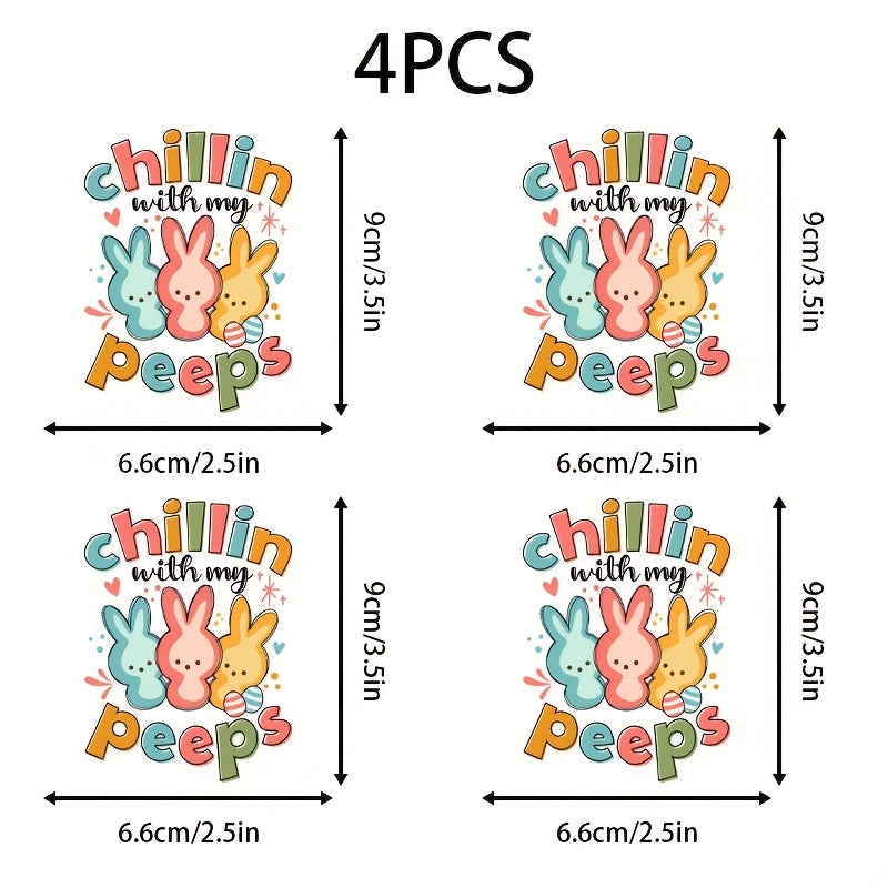 Easter Bunny UV DTF Cup Wraps - Glitter Effect - 4pcs