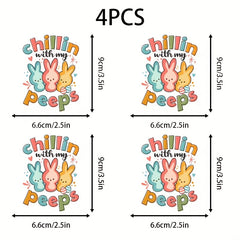 Easter Bunny UV DTF Cup Wraps - Glitter Effect - 4pcs