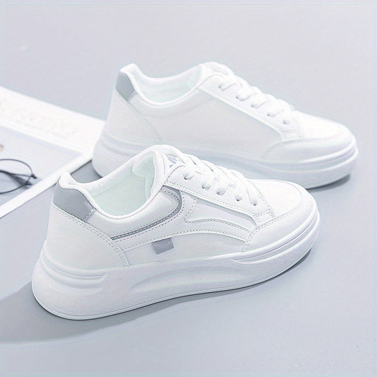 Women Round Toe Flat Sneakers Lace Up Low Top Board Shoes