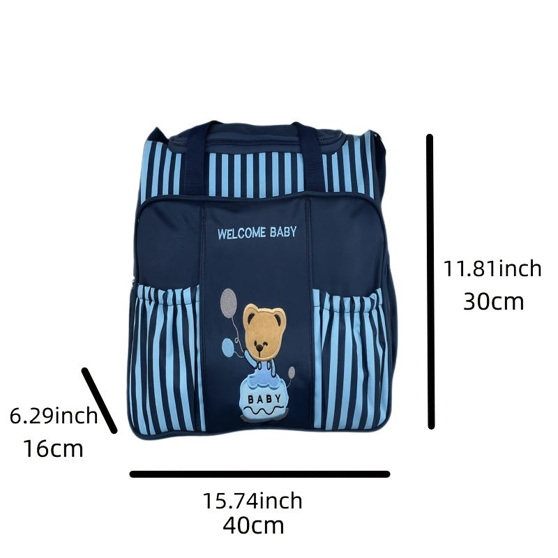 Embroidered Bear Mommy Bag Multifunctional Large Capacity Handbag Messenger Bag