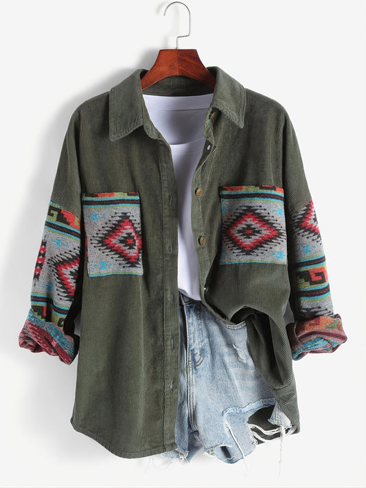Retro Long Sleeve Lapel Jacket Casual Outerwear