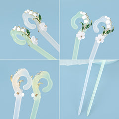 Chinese Style Hairpin Flower Jade Chignon Vintage Hair Accessories