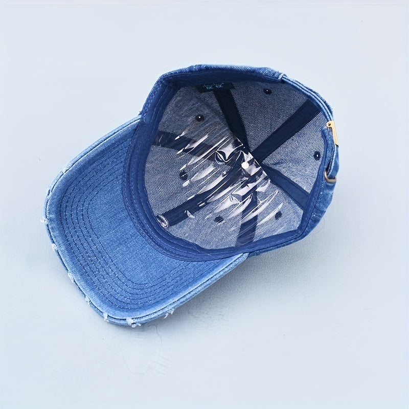 Denim Distressed Dad Hat Baseball Cap Unisex Couple Sun Hats