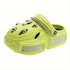 Women's Rhinestone Platform Clogs Casual Summer Shoes
