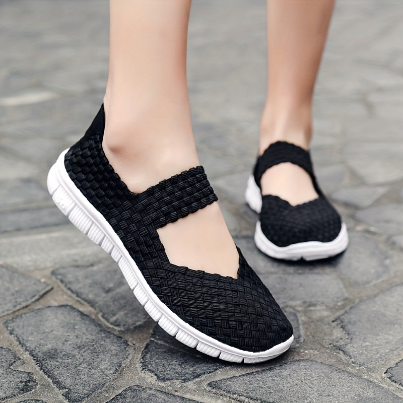 Women's Crochet Casual Flat Shoes Lightweight Breathable Cut Out Round Toe