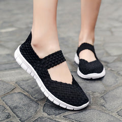 Women's Crochet Casual Flat Shoes Lightweight Breathable Cut Out Round Toe
