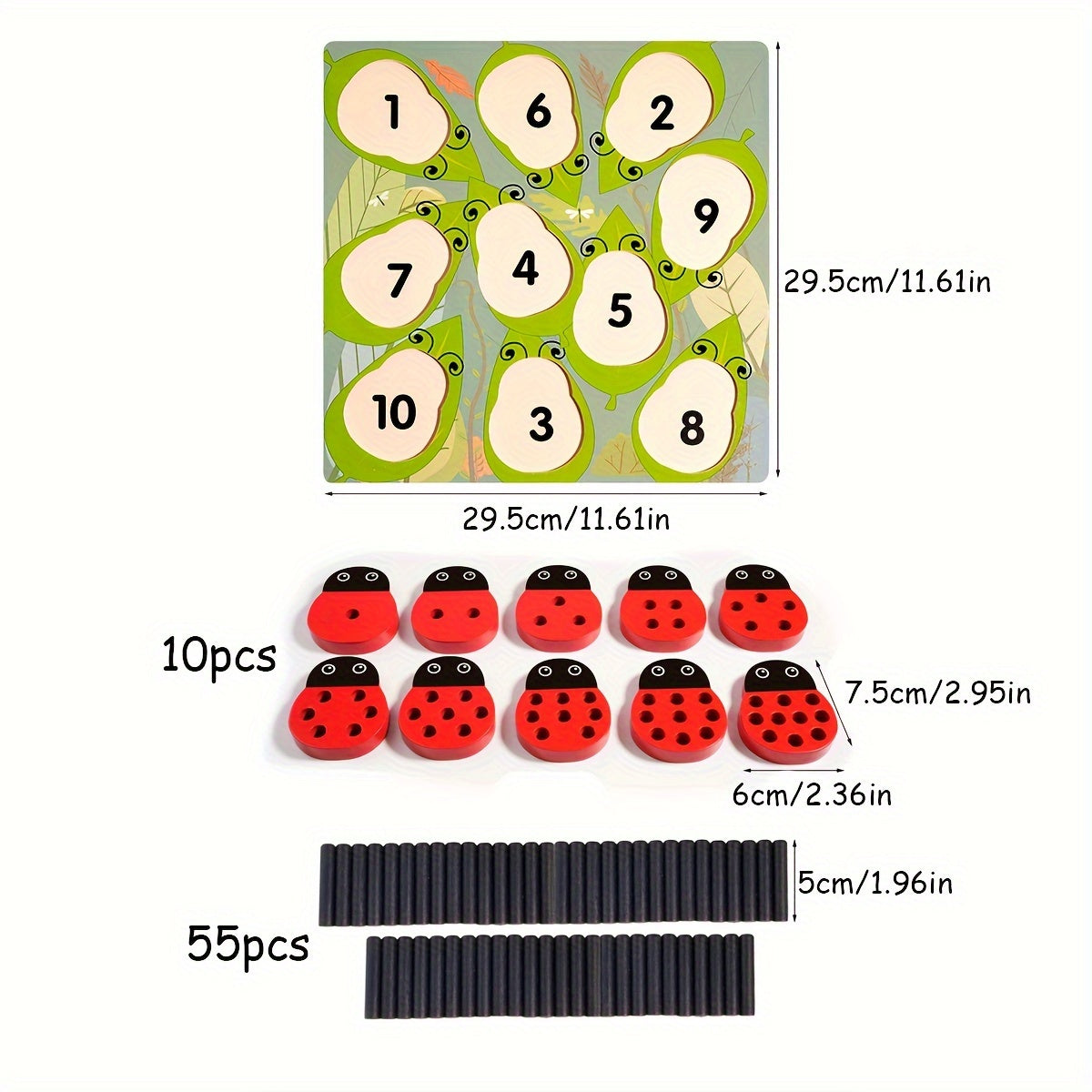 Wooden Pillar Counting & Matching Game for Hand Eye Coordination