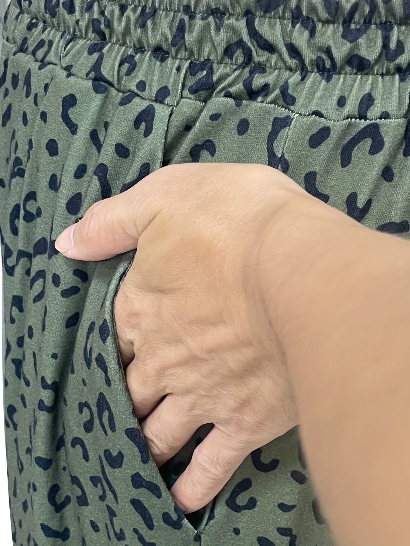 Leopard Print High Rise Wide Leg Pants With Pockets