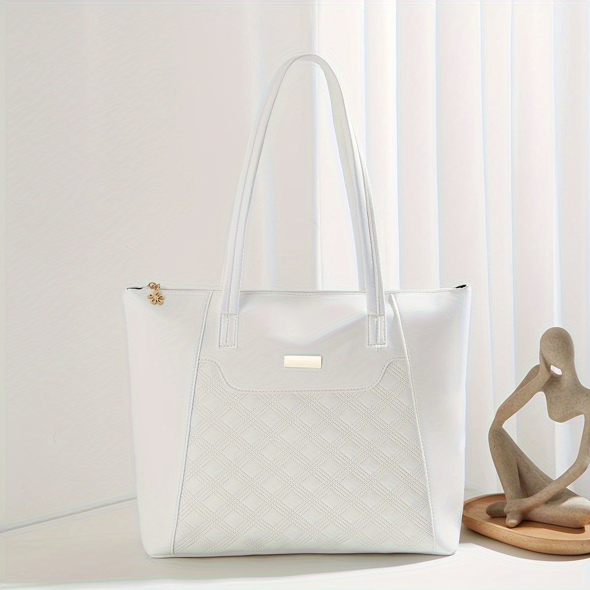 Argyle Embossed Quilted Tote Bag Women's Handbag