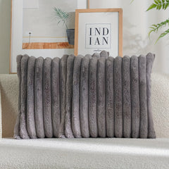 2pcs Double sided Faux Fur Plush Throw Pillow Covers