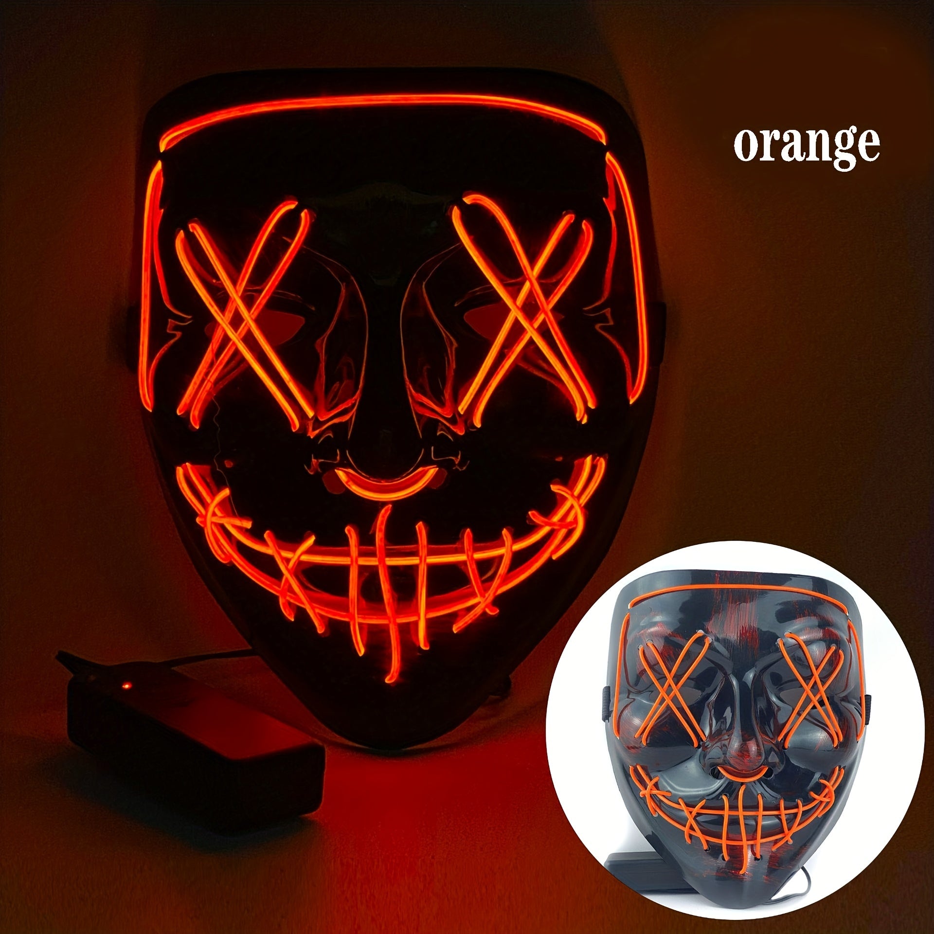 Men's Halloween LED Light Up Scary Mask Cosplay Costume Masquerade Party