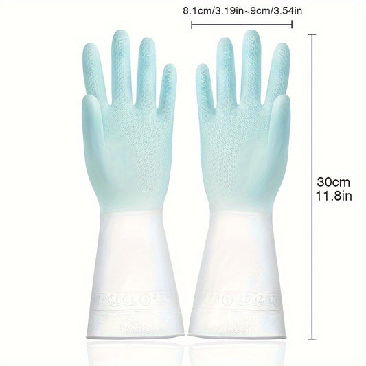 2pcs Set Kitchen Dish Washing Gloves PVC Rubber Silicone Latex
