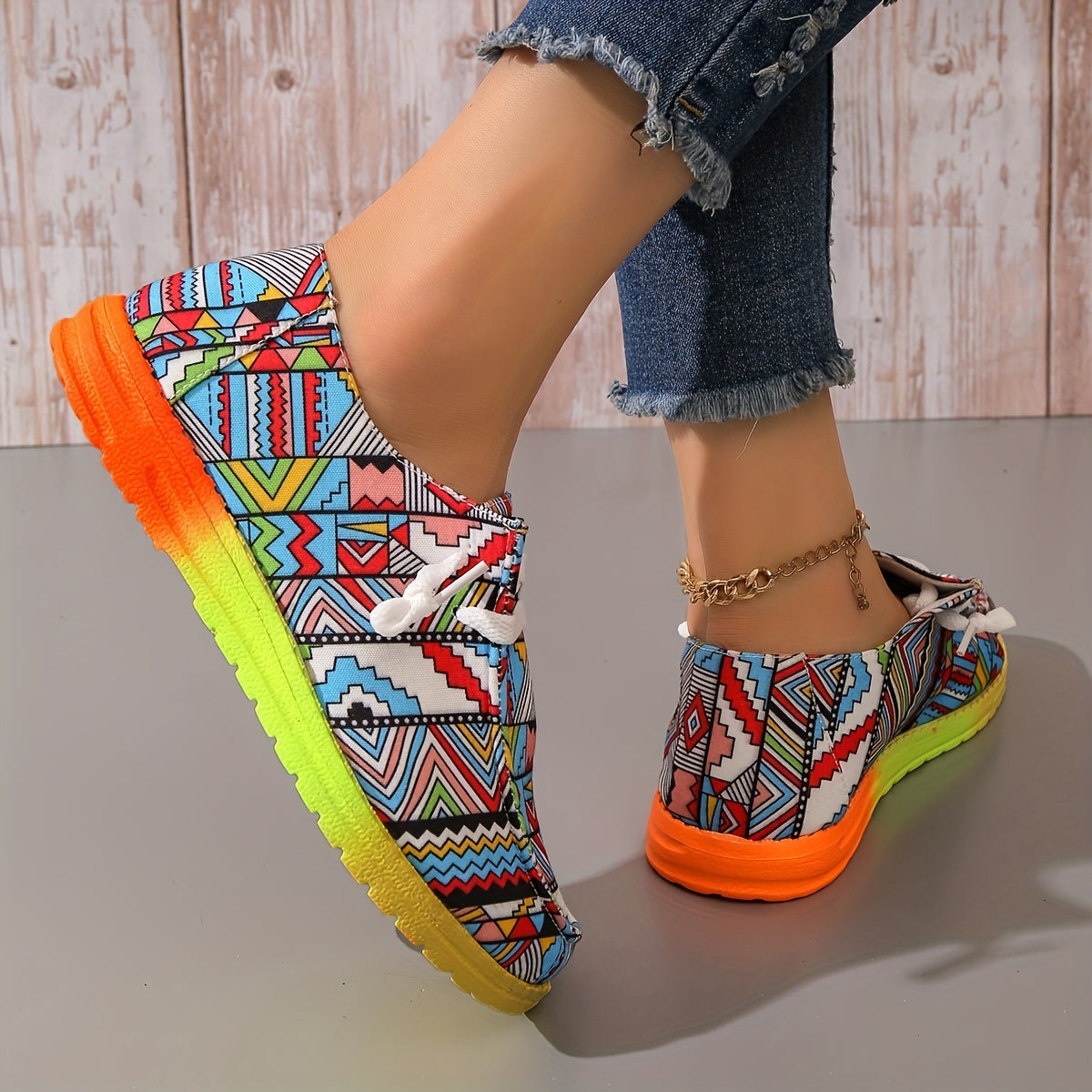 Geometric Pattern Canvas Women's Shoes