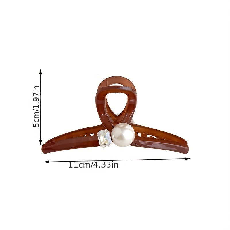 Faux Pearl Rhinestone Hair Claw Female Headwear Shark Claw Hair Accessory
