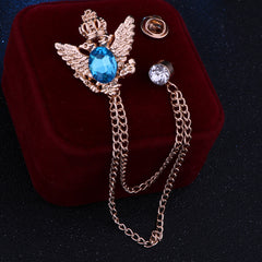 Vintage Business Alloy Tassel Chain Brooch for Men