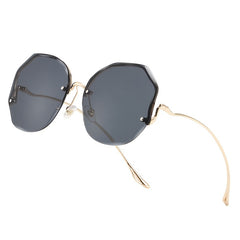 Oversized Gradient Rhinestone Polygon Sunglasses With Case