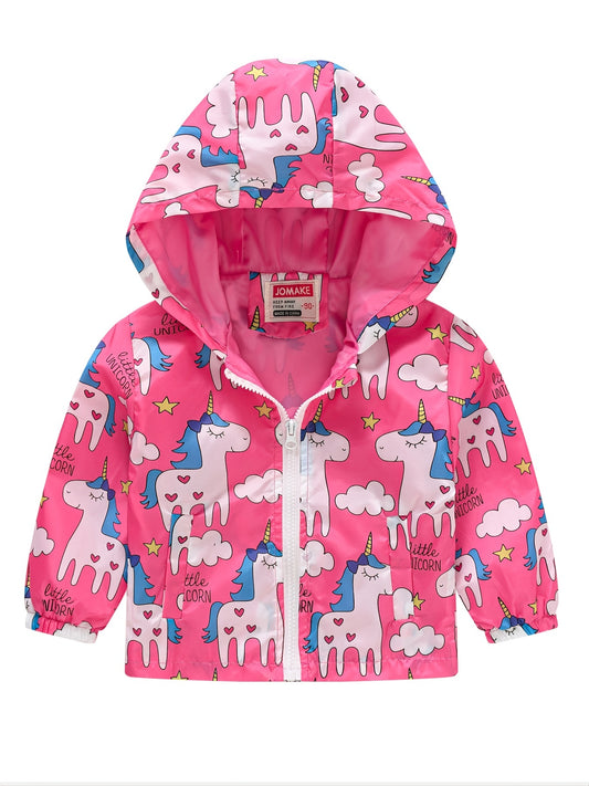 Girls Unicorn Print Hooded Jacket for Winter