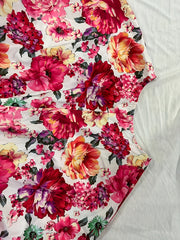  Floral Print Three Quarter Sleeve V Neck Layered Dress