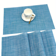 4pcs PVC Placemats Non Slip Washable Vinyl Placemats Style Plaid Pads