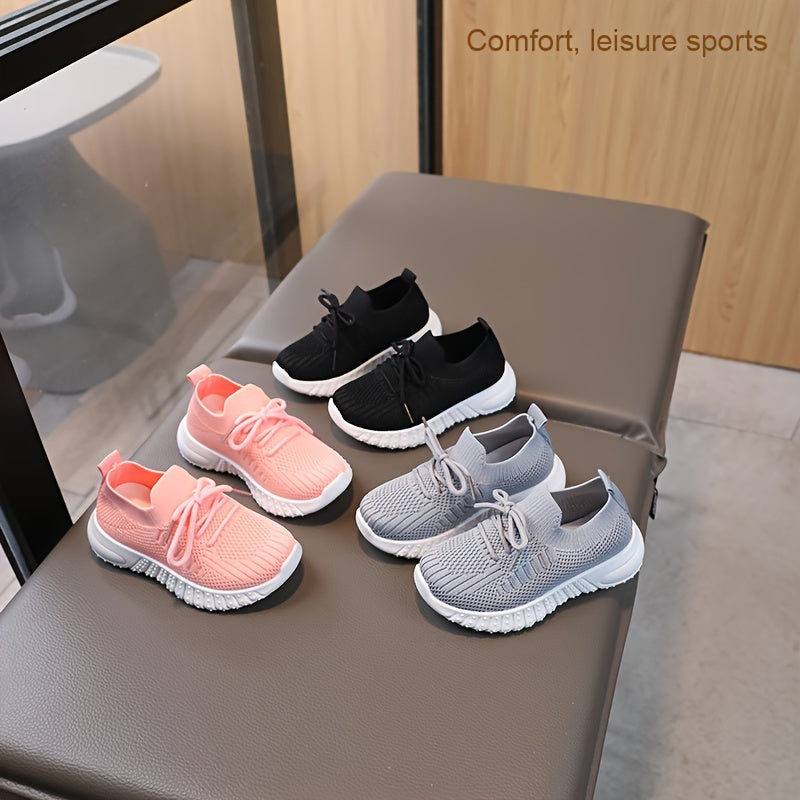 Solid Woven Shoes for Girls Lightweight Non-slip Sneakers All Seasons