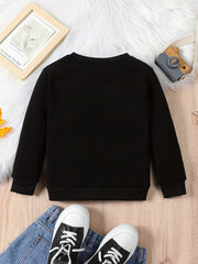Kid's Letter Print Sweatshirt Thermal Pullover Crew Neck Top