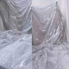 Pearl Silvery Hollow Mesh Perspective Fabric for Wedding Dress