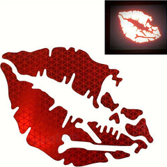 Reflective Death Kiss Skull Cross Bone Lips Decal Bumper Sticker