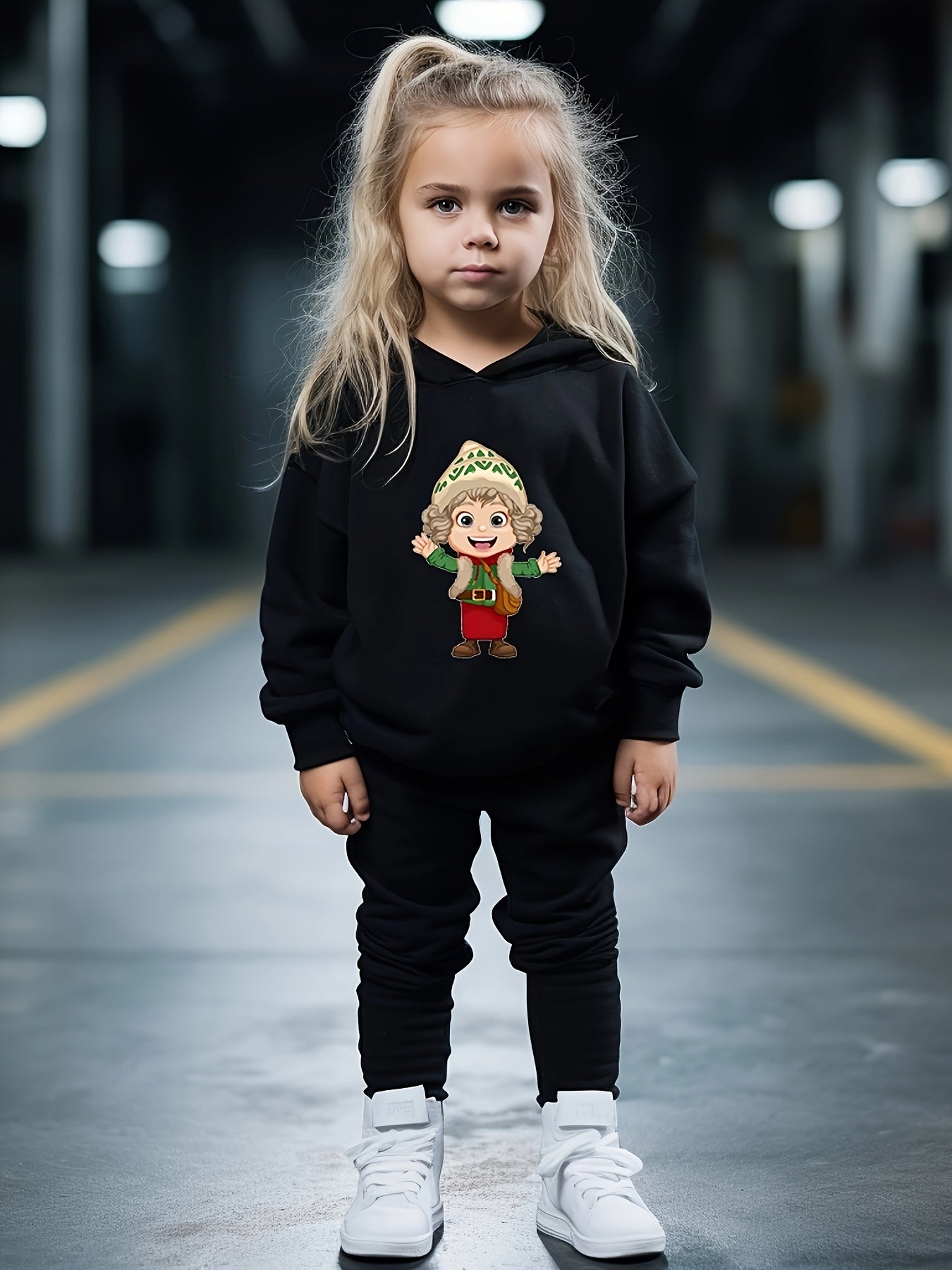 OERYUI Elf Boy Print Outfits 2pcs Girls Hoodies Jogger Pants Set