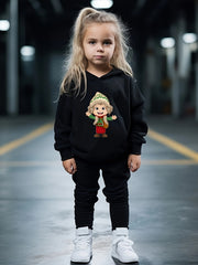 OERYUI Elf Boy Print Outfits 2pcs Girls Hoodies Jogger Pants Set