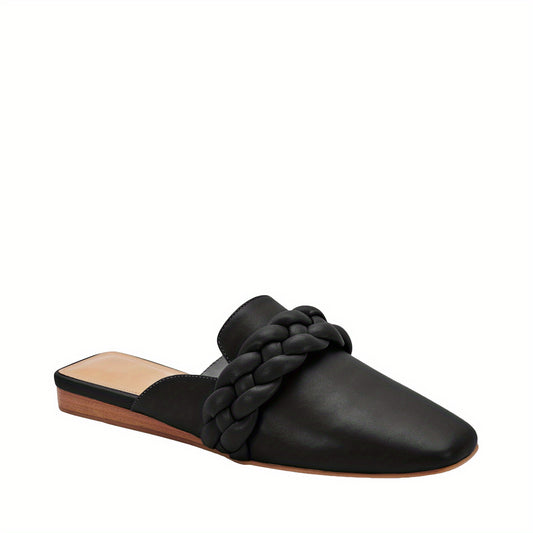 Braided Flat Mules Women's Slip On Shoes