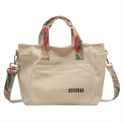 Vintage Canvas Crossbody Bag Retro Large Capacity Tote Women's Handbag