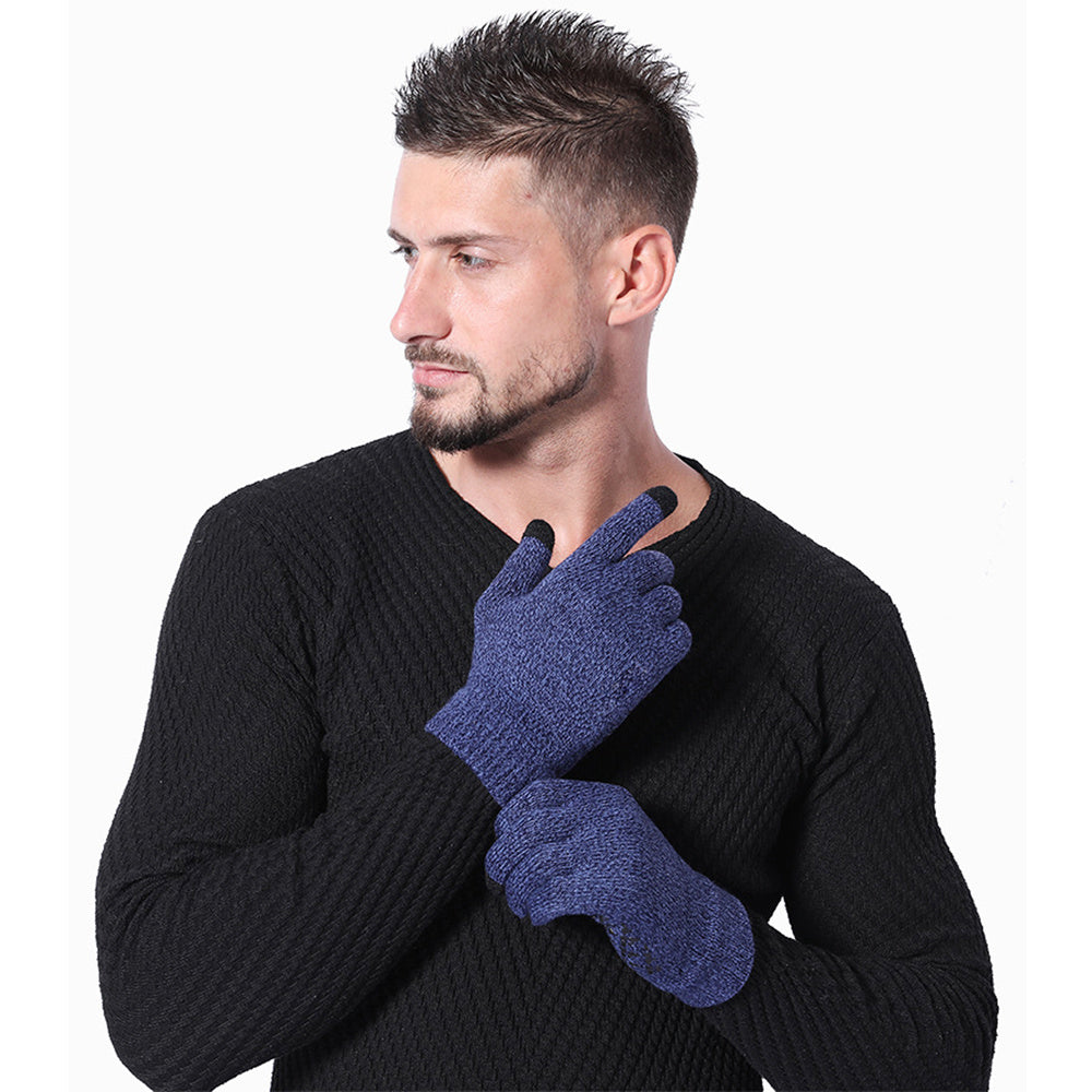 Men's Warm Knitted Gloves Velvet Non-slip Touch Screen Gloves