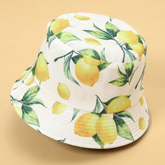 Classic Streetwear Orange Print Windproof Couple Bucket Hat