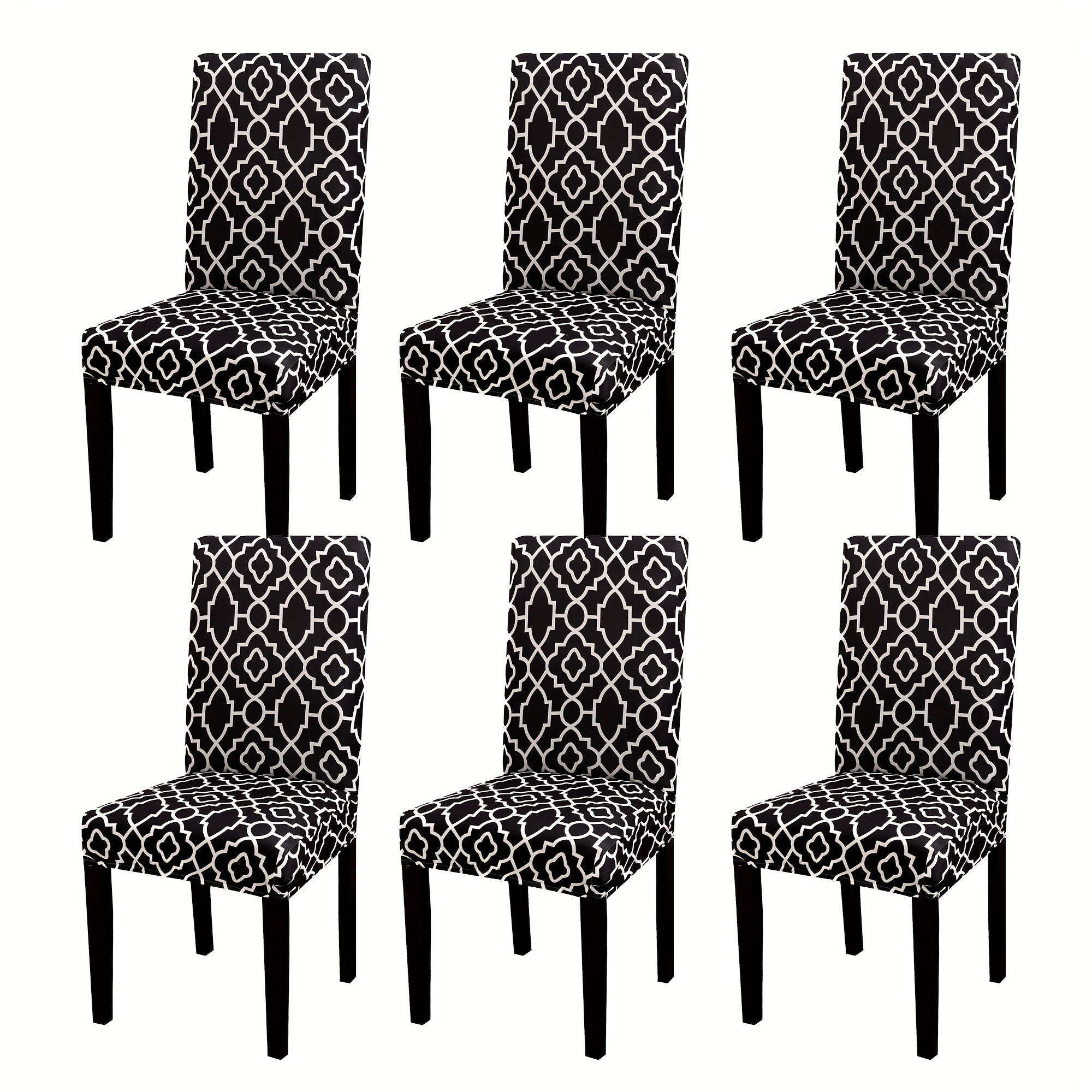 6pcs Printed Elastic Dining Chair Cover Slipcovers Home Decor