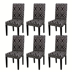 6pcs Printed Elastic Dining Chair Cover Slipcovers Home Decor